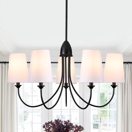 KPIOK Black Chandelier,5-Light Vintage Farmhouse Chandeliers for Dining Room with