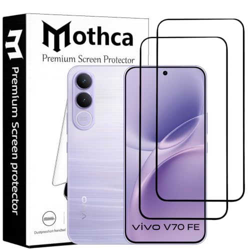 Image of Mothca Advance Military-Grade Tempered Glass Screen Protector Compatible for Vivo V70 FE 5G with Edge to Edge Coverage - Case Friendly, Anti-Scratch & Bubble-Free Installation Kit (Pack of 2)