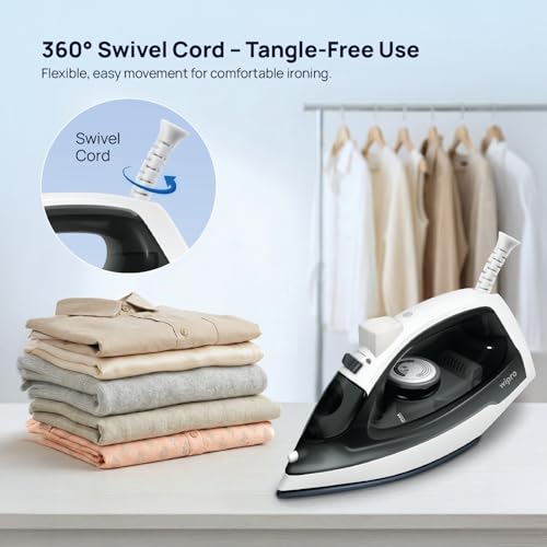 Image of Wipro Elato GS 208 1250 W Steam Iron With 160 Ml Water Tank | 5 Fabric Setting | Scratch Resistant Ceramic Soleplate | Anti- Calc Protection |2 Year Warranty