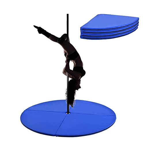 COSTWAY tapis de Pole Dance Mat Gymnastique, Tapis de Protection auto-agrippant, Amovible, Ф150 x 5 cm (Bleu)