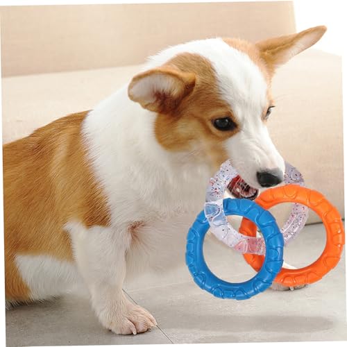 Hundering-Spielzeug für Training und Zahnreinigung, Kauspielzeug für Hunderinge aus Gummi mit 3 farbigen Ringen, interaktives, unzerstörbares Hundespielzeug für kleine, mittelgroße und große Hund