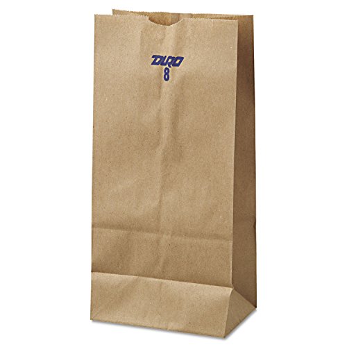 General GK8500 #8 Paper Grocery Bag, 35lb Kraft, Standard 6 1/8 x 4 1/6 x 12 7/16, 500 bags