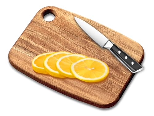 Tabla de cortar rectangular mini de madera de acacia miniatura 1