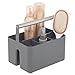mDesign Caja organizadora para cuarto de baño – Práctica cesta con asa para el almacenamiento de cosméticos – Organizador de baño portátil con 4 compartimentos – gris oscuro/plateado mate