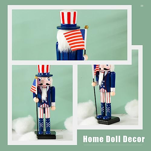 Bestoyard Standard Bearer Nutcracker 4Th Of July Nutcracker Christmas Wooden Patriotic Nutcracker Figures American Flag Ornament Black Table Decor Para Mesa De Doll Decor #TOP4