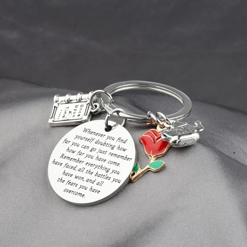 Lywjyb Birdgot Movie Inspired Gift Belle Rose Charm Keychain Fairytale Jewelry Motivational Gift