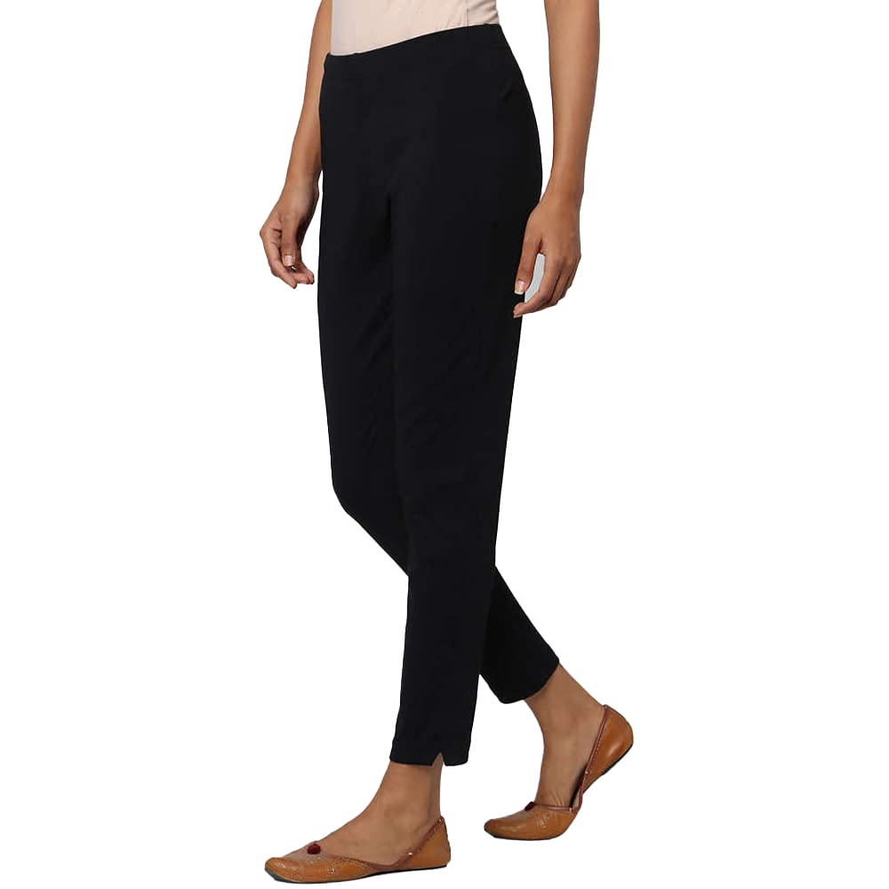 STOP by Shoppers Solid Straight Fit Cotton Lycra Womens All Occasions Pants (CORESTKP042-P)