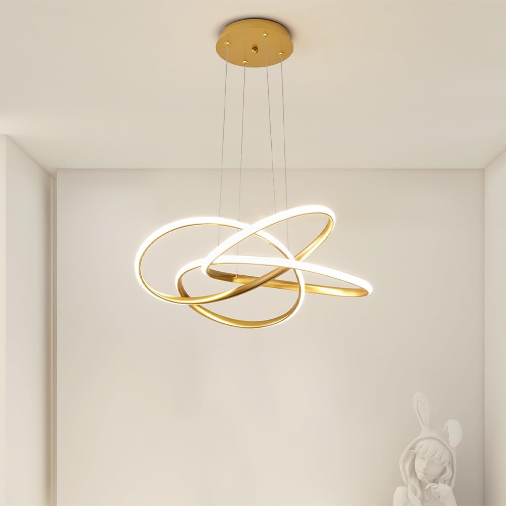 Luce del pendente del LED Lampada a sospensione moderna dell'oro soffitto Luce decorativa del pendente Lampadario creativo del LED Dimmable con il telecomando Lampade a sospensione moderne del progett