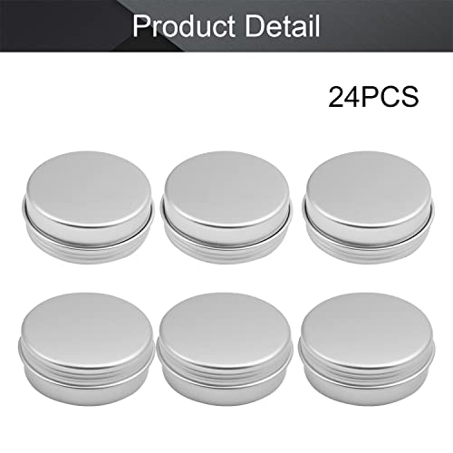 Image of Othmro 24Pcs 0.7oz Round Metal Tins Aluminum Tin Cans Jar Refillable Containers 20ml Tin Cans Tin Bottles Containers with Screw Lid for Salve Spices Lip Balm Tea Candies Silver 50x20mm