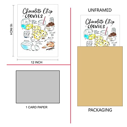 Sylvana Workshop - Food Posters And Prints Wall Art, Unframed(12"X16" Wall Decor), Kitchen Bar Themed Kitchen Home, Office Apartment Wall Decor Home Bar Accessories, Bar Cart Decor Poster… (Chocolate Chip Cookie) #TOP1