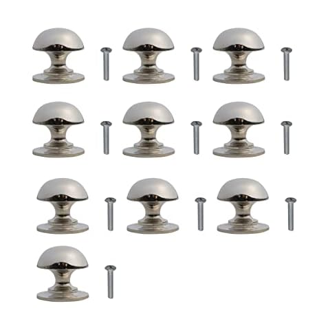 HARMAC HOUSE Round Cabinet Knobs 10 Pack Chrome Round Pull Handles, 1.26 Inch/32mm Diameter,Kitchen Cupboard, Bedroom Dresser, Bathroom Wardrobe Door Handle Mushroom Handles Knobs (10) Cover