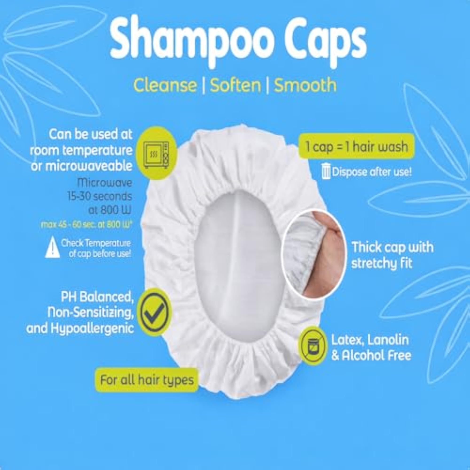 4 Pack Shampoo Cap for Adults, Comfortable Hair Wash