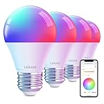 Linkind Smart Light Bulbs, Smart Bulb That Work with Alexa & Google Home, LED Light Bulbs Color Changing, 104 Preset Scene, Music Sync, A19 E26 2.4GHz RGBTW WiFi Bluetooth Light Bulb 60W, 800LM, 4Pack