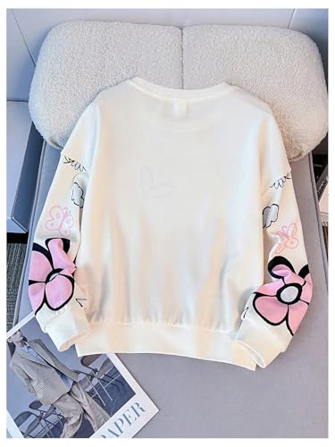 Verdusa Girl's Cute Graphic Sweatshirt Crew Neck Long Sleeve Drop Shoulder Loose Pullovers2