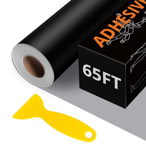 HTVRONT Black Permanent Vinyl - 12' x65FT Matte Black Permanent Adhesive Vinyl Roll Compatible with Cricut Cutting Machine, Silhouette Cameo & Other Cutters, Party & Home Decoration, Sticker