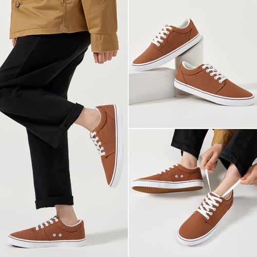 Image of BENPAO Mens White Casual Shoes All Black Fashion Sneakers for Men Low Top Lace Up Canvas Shoes
