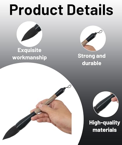 Image of 2-Piece Chinese Calligraphy Brush, Traditional Wood Handle Set for Watercolor Painting and Asian Art, Calligraphy Brush Pen with Fine Detailing Brush
