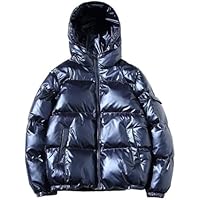 VYOTWBZ Chaqueta Corta for Mujer, Parka con Capucha Brillante de