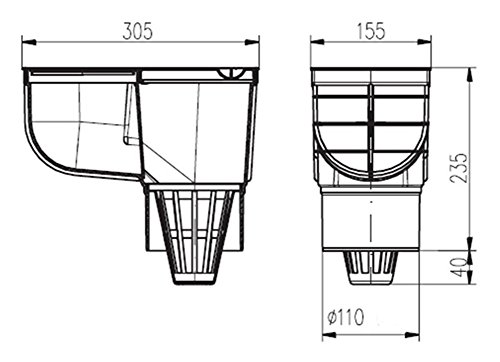 Regenputbak - regenpijp - dakgootafvoer - DN-110 - grijs - (325-As) - Image 3