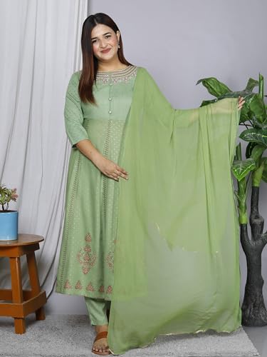 Image of Anarkali Kurta Pant Dupatta Set Embroidered