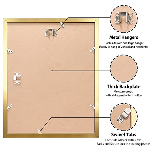 Lavie Home 16X20 Picture Frames (2 Pack, Gold), Simple Designed Wood Frame Set For Pictures 11X14 With Mat, Horizontal And Vertical Formats For Wall Mounting, Ideal For Home Decor And Office Decor #TOP3