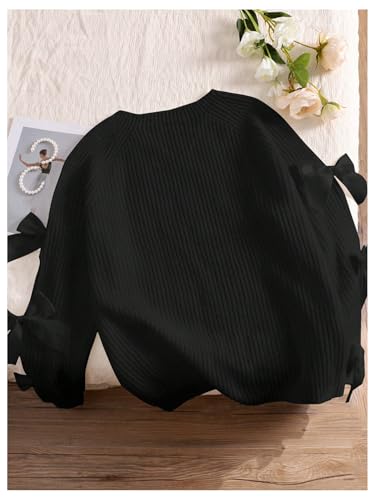 SHENHE Women's Plus Size Bow Sweater Tops Cute Coquette Cut Out Raglan Sleeve Knitted Sweater Pullover2