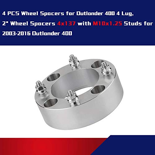 2 Inch 4X137 Wheel Spacers For Can-Am Bombardier Outlander Commander Kawasaki Mule, 4Pcs 4X137Mm Wheel Spacer With 10X1.25 Studs #TOP1
