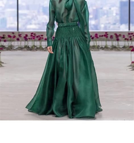 Women's Sheer Top Set - Round Neck Long Sleeve Bowknot & Skirt2