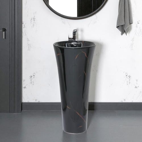 Image of Clay Plus TM Premium Ceramic's Designer Damru Pedestal Wash Basin Elegent Look Bathroom /Living room (TM18-)