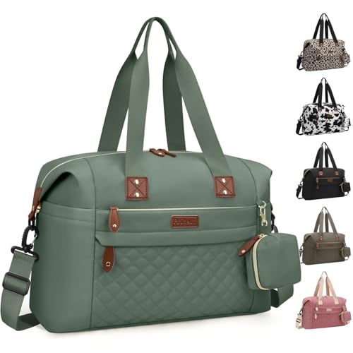 Image of Pritent Diaper Bag Tote - Diaper Baby Bags with Pacifier Case, Shoulder Straps, Stroller Clips, Waterproof Large Mommy Maternity Travel Baby Bag for Mom and Dad, Green, Medium