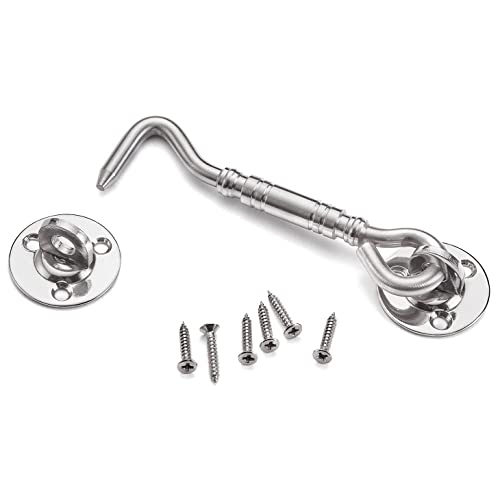 Iniret 2 Packs 4”Barn Door Latches，Brushed Nickel Heavy Duty Solid Thicken Stainless Steel Barn Gate Hook And Eye Latch,Sliding Door Antique Lock Gate Latch Wine Cabinet Carbon Steel Closet Door Latch #TOP5