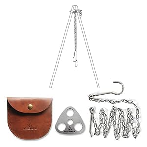 Stainless Steel Camping Gear and Equipment – Campfire Cooking Accessories Set – Radiate Portable Round Cookware – Dutch Oven Camping Cookware – Outdoor Camp Tripod Cooking, Silver
