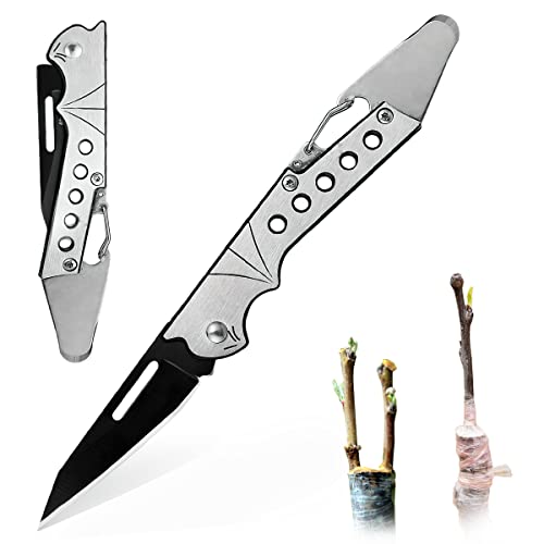 Taozoey Pfropfmesser, Klappmesser für den Garten, Pfropfmesser aus Edelstahl, Gartenmesser, Pilzmesser, Beschneidemesser (A)