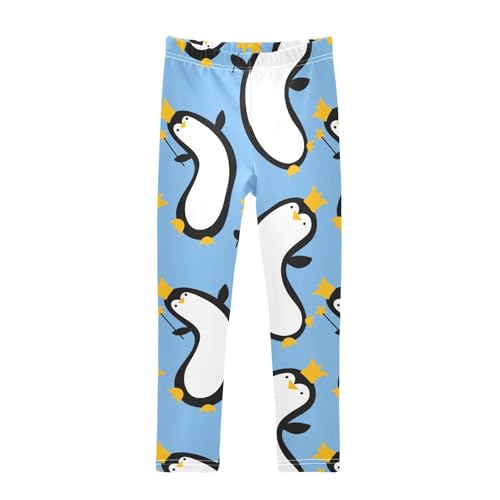 Birthday Penguin Girls Leggings,Workout Leggings for Girls Toddler Athletic Legging Size for 3-10T