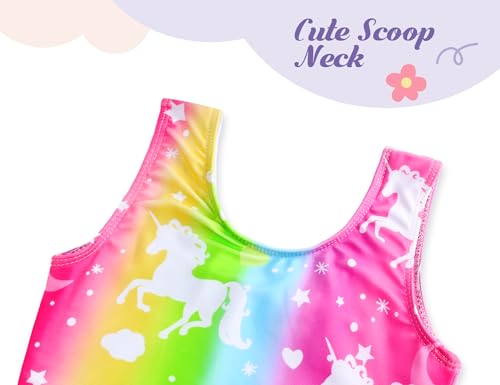 Image of Girls Swimsuits Kids One Piece Sleeveless Swimwear Skirted Bathing Suit Summer Swim Dress with UPF 50+ Sun Protection