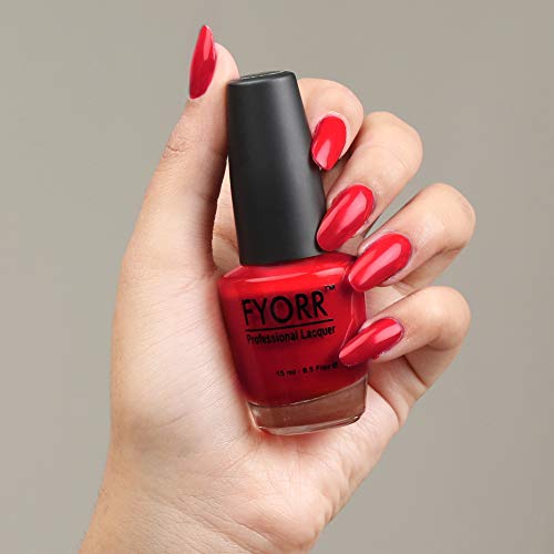 Image of Russian Red Professional Nail Polish | Long Lasting, Quick Dry, Chip Resistant, High Shine Nail Paint | Smooth & Easy Application, Vibrant Trendy Shades for Women & Girls Party Daily Use 15ml