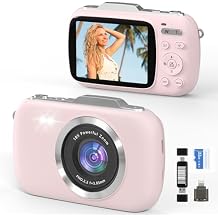 4K Compact Digital Camera 64MP Point and Shoot Cameras for Photography 18X Zoom Portable Small Vlogging Digicam with 32GB TF Card 2 Batteries for Beginners Teens Students Pink