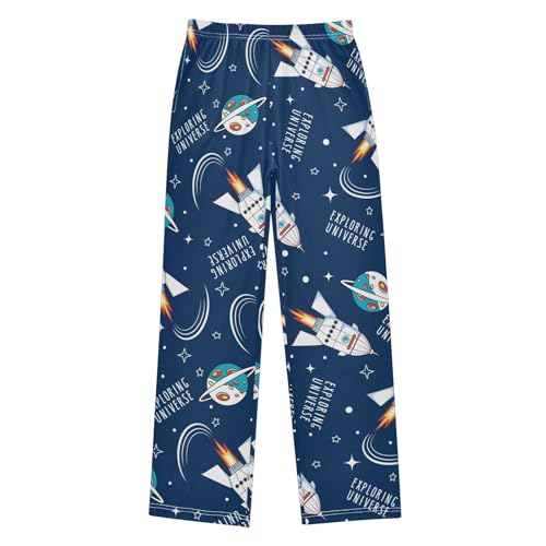 ZZXXB Rocket Exploring Universe Boys Long Pants Soft Trousers Elastic Waist Kids Lounge Bottoms with Pockets S-XL