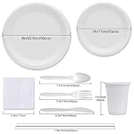 400pcs Eco-Friendly Disposable Paper Plates Bulk and Cups Napkins Cutlery Sets Non-Plastic Biodegradable Compostable Dinnerware for Dessert Dinner Birthday Party (50 Guest) - Image 2