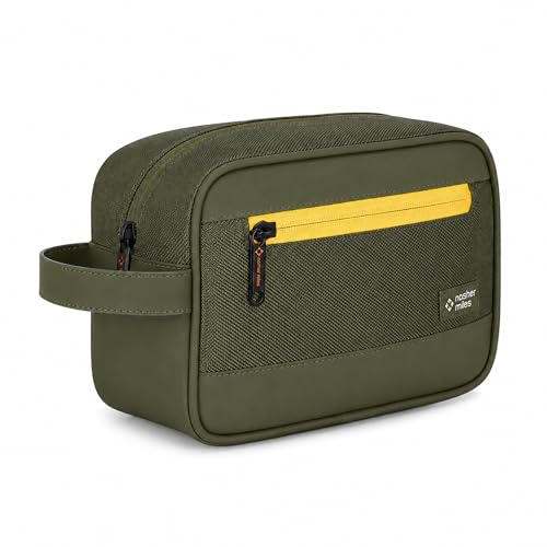 Image of Nasher Miles Stash Toiletry Kit | Cosmetic Bag | PU & Polyester | Travel Pouch Organizer | Multipurpose Storage Compartments & Carry Handle | Travel Accessory for Men & Women (Olive)