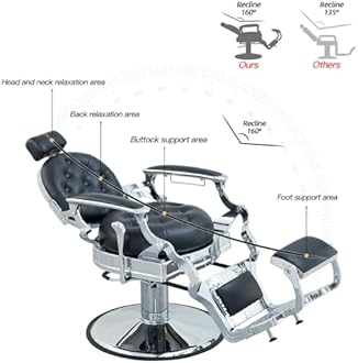 Antlu Barber Chair Salon Chair Hair Stylist, Vintage Heavy Duty 700lbs Hair Styling Chairs for Barbershop Beauty Tattoo Massage (Black-Silver)