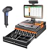 Smart Cash Register, All-in-One Cash Register, LCD Touch Screen Cash Monitor, POS Terminal with Portable Scanner, Cash Drawer