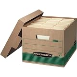 Bankers Box 20 sztuk pudełek do przechowywania dokumentów STOR/File Medium-Duty, w 100% z recyklingu, FastFold, Lift-Off Lid, Letter/Legal, Kraft/Green