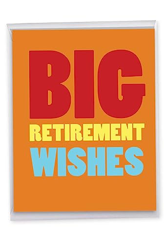 NobleWorks Jumbo Retirement Paper Card 8.5 x 11 Inch with Envelope (1 Pack) Large Co-Worker, Good Luck Big Retirement Wishes J2734RTG