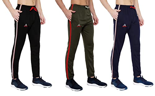 Image of GOLAZO Regular Fit Multicolor Cotton Track Pants for Men with Comfort and Style in Your Athelisure Wear
