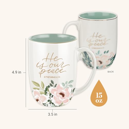 Image of Christian Art Gifts Large 15 oz Ceramic Floral Coffee & Tea Mug for Women