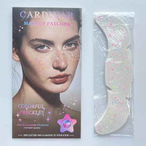 Image of 24 Pcs Glitter Freckles Temporary Tattoos, Waterproof Gold Face Stickers for Festival Makeup
