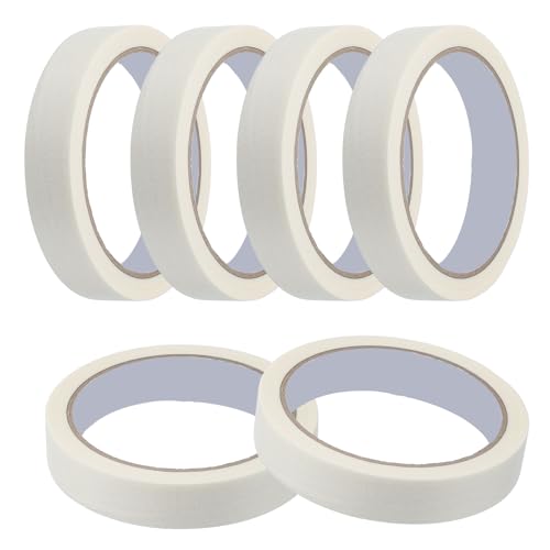 Image of MECCANIXITY Masking Tape 0.7 Inch x 21 Yard Painters Tape Adhesive Paint Tapes for DIY Crafts Arts Wall Painting Labeling Car Home Office Decoration, White, Pack of 6