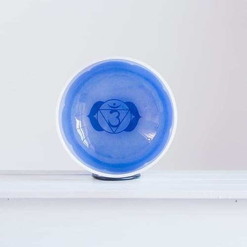 Tigelas de canto de cristal fosco KENUJA 432 Hz 8 polegadas design de padrão de lótus Chakra Yoga Bo