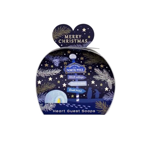 Image of The English Soap Company Christmas North Pole Heart Guest Soaps Gift Box, Scented, Vegan Friendly 3x20g